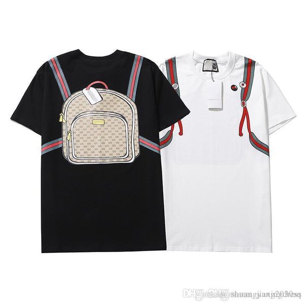 

new fashion styles "looks like carrying a small bag" for men and womens summer t shirt good quality cotton short sleeves, White;black