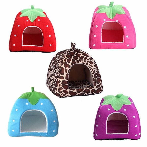 

travel pet dog kennel collapsible cat house cute strawberry pet puppy bed washable and foldable