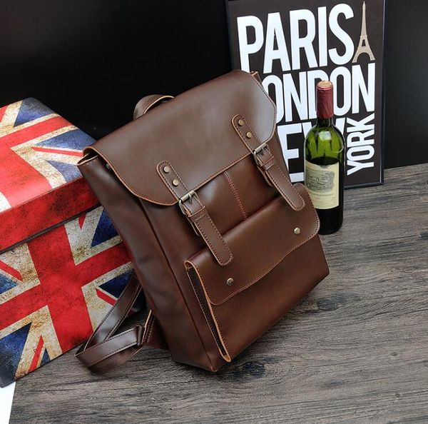 

Man Backpack Boy Shoolbag New Fashion High Quality Lesther Gentleman Travel Bag Student Backpack