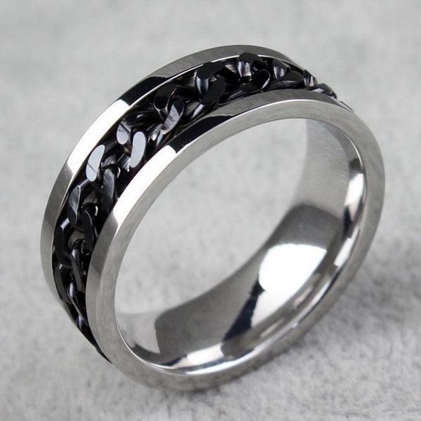 

BC Jewelry Fashion Spinner Chain Ring For Men Gold & Black & Silver Stainless Steel Chain Wholesale Mens Jewelry