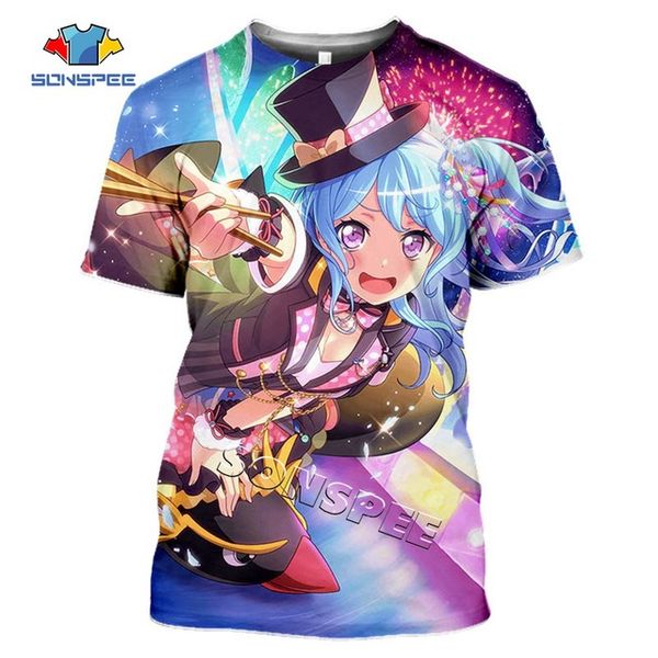 

summer puppet bang dream anime girl 3d print shirts kawaii anime funny men clothing