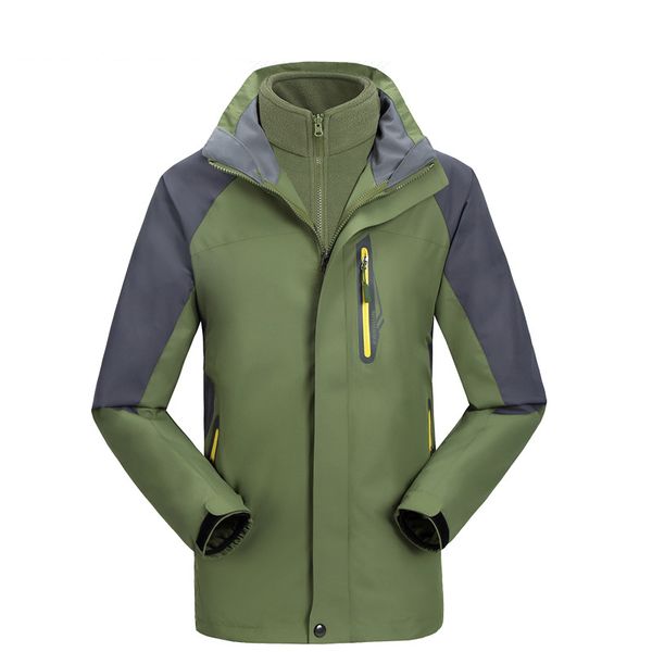 

men women windproof hiking jackets 3 in 1 ski jacket warm softshell liner sports outwear climbing coat couple windbreaker 4xl, Blue;black