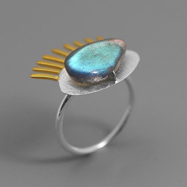

inature 925 sterling silver blue labradorite big eye ring jewelry accessories sh190721, Slivery;golden