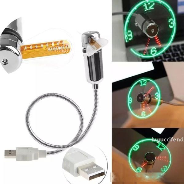 

mini usb led fan clock display flashing time usb clock fan for pc notebook power bank charger with ith clock usb gadgets