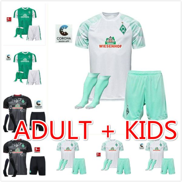 

man kids 20 21 werder bremen soccer jerseys fullkrug eggestein 2020 2021 werder bremen osako football shirt home away bittencourt rashica, Black;yellow