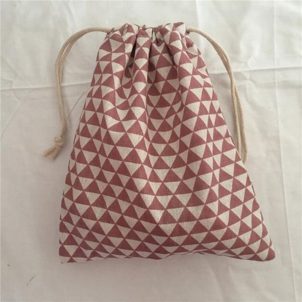 

hms 1pc cotton drawstring bag multi-purpose organizer pouch party gift bag pink mini geometry 9211c