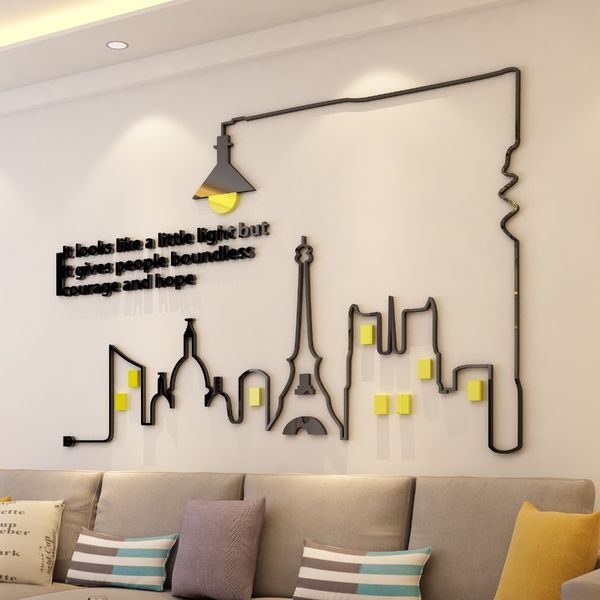 

simple lines acrylic wall sticker 3d wall decal mural for living room bedroom tv background decoration poster wall art decor