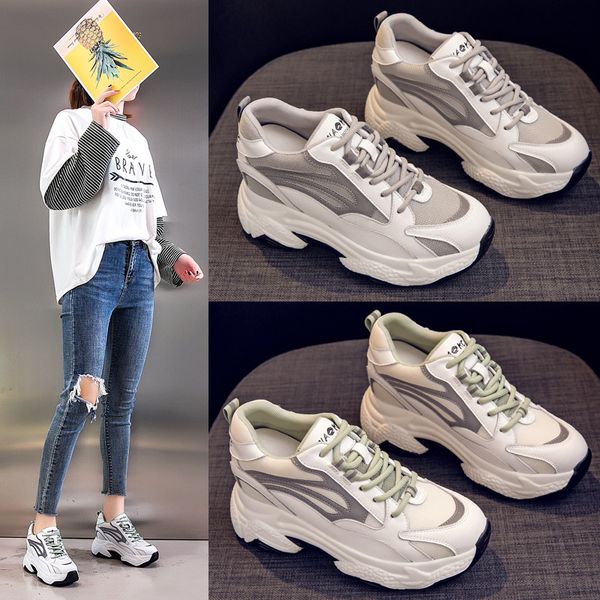 

yards shoes female increased within the new spring 2020 han edition of 8 cm red casual shoes sneakers ins super warfare, Black