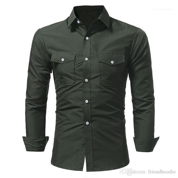 

19ss spring casual shirts pockets designer single breasted long sleeved t shirts mens, White;black
