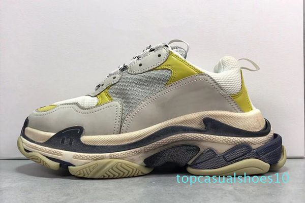 

men women pairs 17fw sneakers shoes fashion casual dad shoes trainers increasing sneaker beige leather triple s chaussures t10, Black