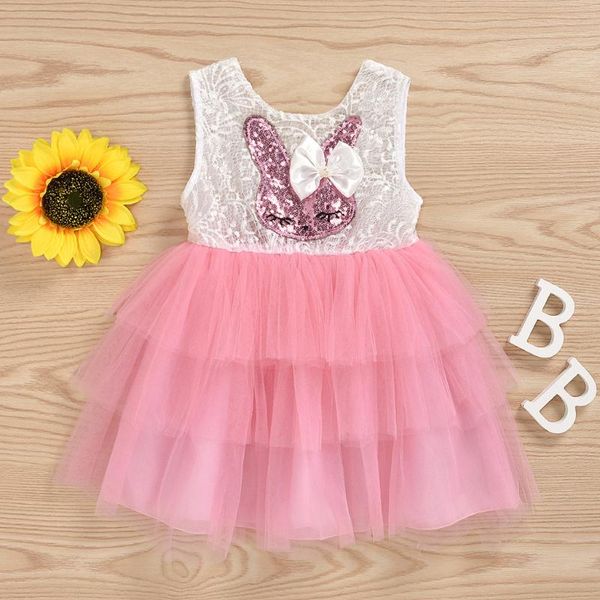 

toddler baby kids girls dress clothing sleveeless round collar ruffles tulle princess dresses casual clothes, White