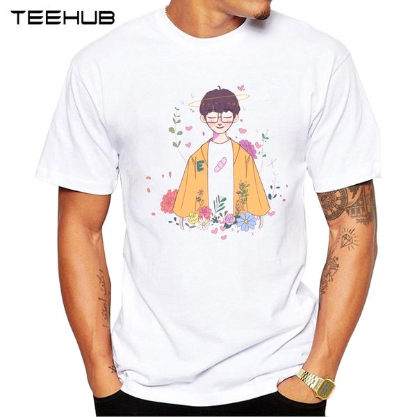 

new arrivals 2019 teehub cool men's fashion flower boy design t-shirt short sleeve o-neck hipster tee