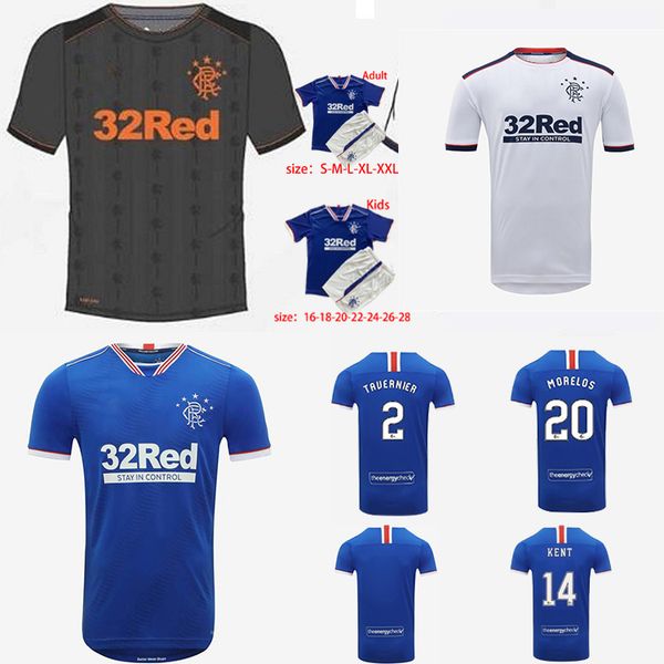 

20 21 glasgow rangers gerrard mens soccer jerseys goldson davis kent morelos home away 3rd football shirt hagi tavernier defoe short sleeves, Black;yellow