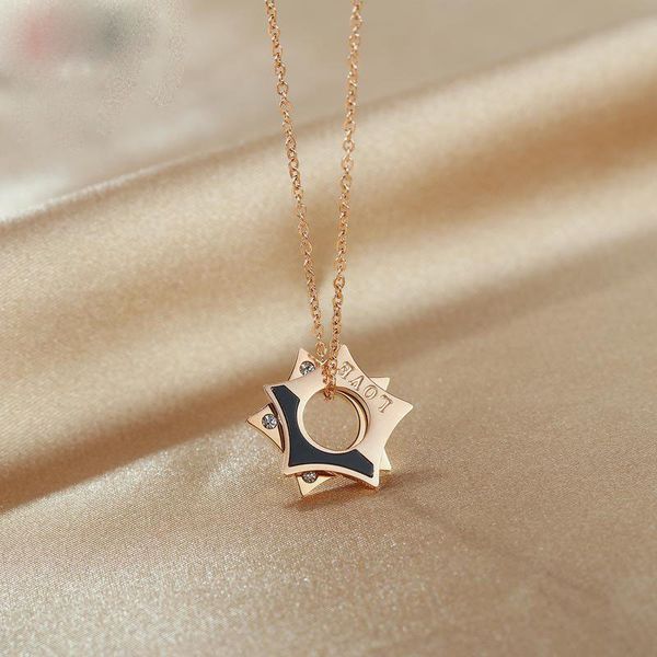 

zircon stars pendant necklace rose gold color stainless steel charm necklace for women fashion jewelry accessories gifts, Silver
