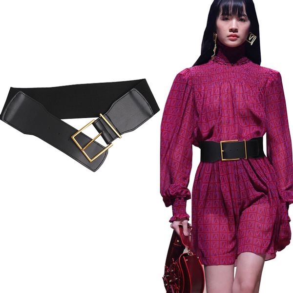 

2020 women wide elastic waist belt stretch corset cinch for dress female waistband cinturon mujer ceinture femme, Black;brown