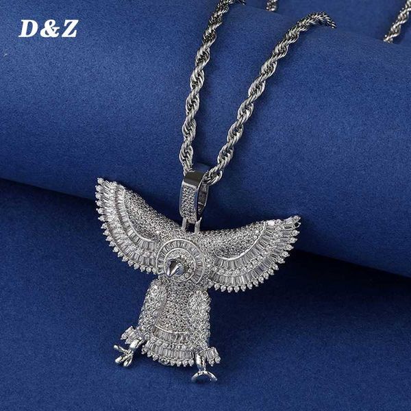 

d&z iced out eagle spreading pendant necklace mens/women micro paved cz hip hop gold silver color charm chains jewelry gift