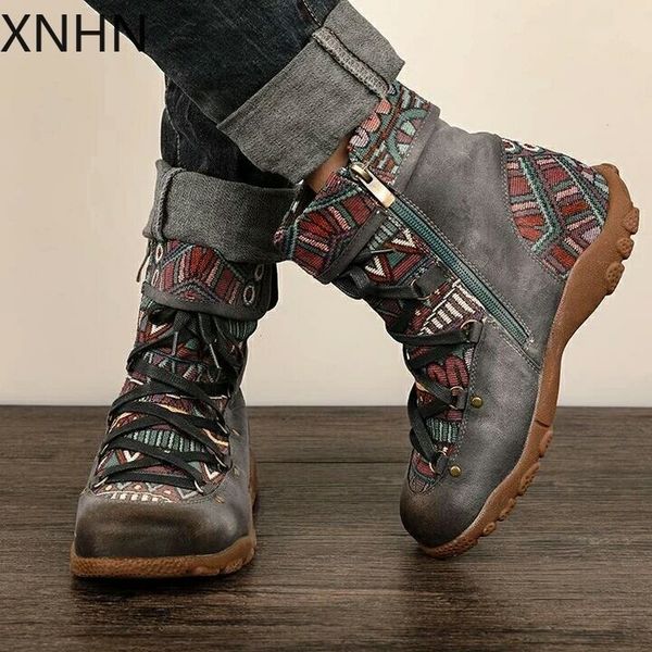 

women mid-calf low heel nation style motorcycle boots fringed cowboy snow boots shoes spring autumn side zipper women, Black