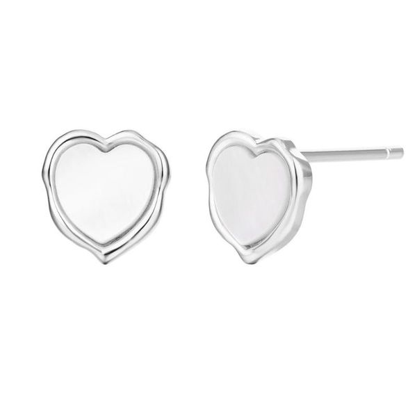 

sweet love heart shell stud earrings for women ladies gold silver color earring simple minimalist ear studs jewelry accessories, Golden;silver