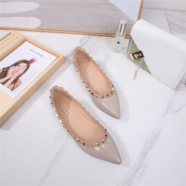 

simplicity various colors new pattern comfortable superstar elastic loafers rivet pointed women's flat shoes walking shoes, Black
