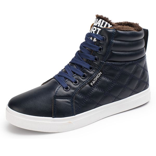 

classic plush ankle men boots high leather snow shoes male winter fur warm male boots fashion casual shoes men hx-221, Black