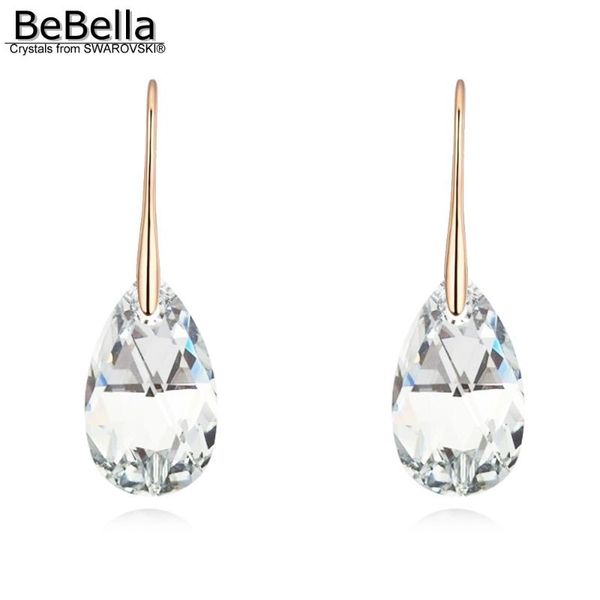 

bebella 22mm crystal drop pendant earrings with crystals from original fashion jewelry for women lover girl gift 2020, Silver