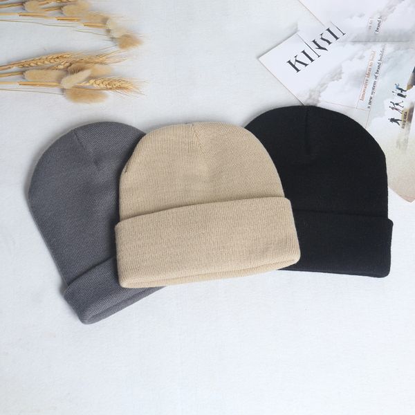 

2020 fashion autumn women men knitting cap solid color warm breathable winter casual outdoor couple hat gorra hombre, Blue;gray