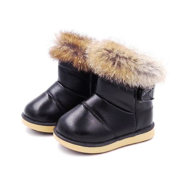 

cozulma baby kids winter boots girls boys snow boots warm plush rabbit fur children winter boots for baby girls baby boys shoes lj200827, Black;grey