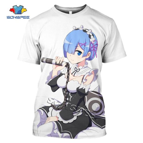 

re:zero ram and rem 3d anime summer street wear men 3d print shirts funny horror harajuku men clothing
