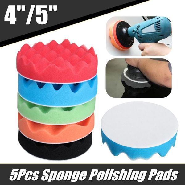 

5pcs 4"/5" sponge polishing waxing buffing pads kit set compound for auto car furniture