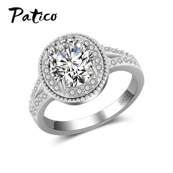 

925 sterling silver color white shinning cz cubic zirconia ring bague fashion anniversary jewelry for women, Golden;silver