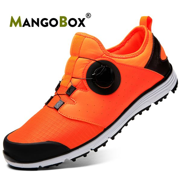 

golf shoes for man rubber gym men sneaker good quality leather mens golf shoes red/orange men training size 40-45