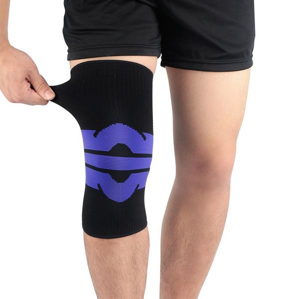 

1pc nylon knee pad sleeve knitted compression keep warm knee support breathable elastic leg protector for fitness workout sports, Black;gray