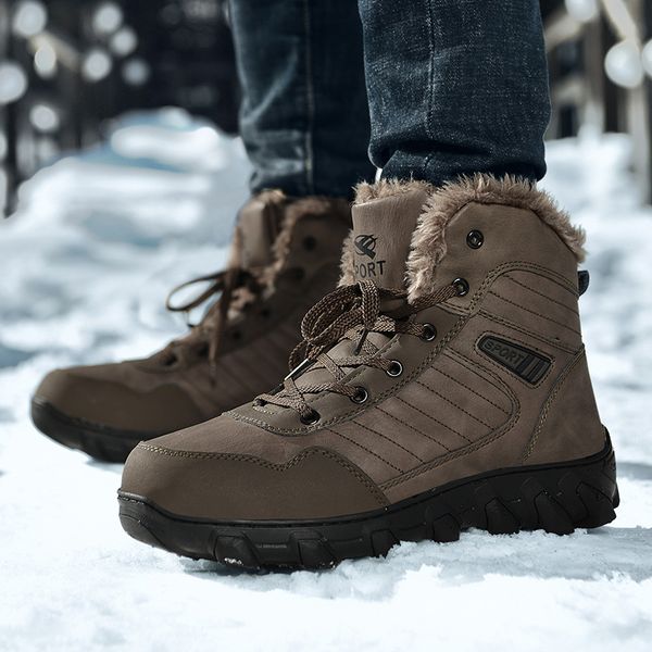 

winter with fur snow boots for men sneakers male shoes casual quality waterproof ankle -30 degree celsius warm boots 2020, Black