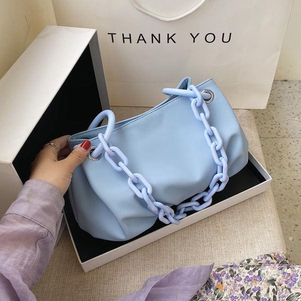 

women armpit bag pu leather small shoulder bag ladys acrylic chain design handbags travel hand subaxillary