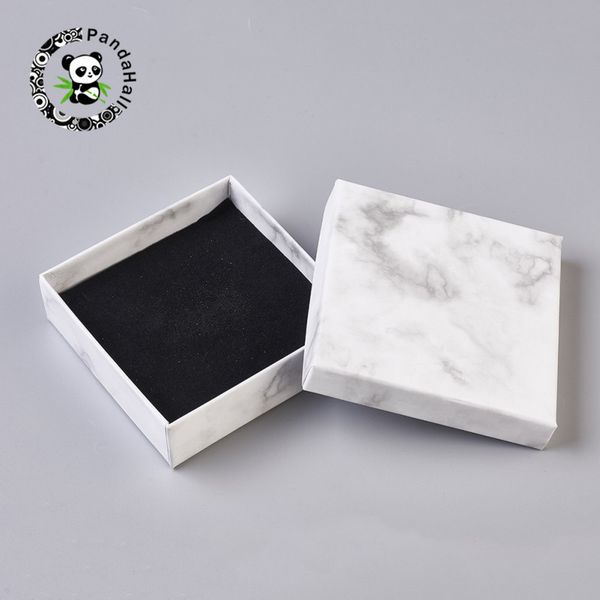 

pandahall прямоугольник / площади бумаги картонные коробки ювелирных изделий для ювелирных изделий ожерелья серьги браслета кольца подарочна, Black;white