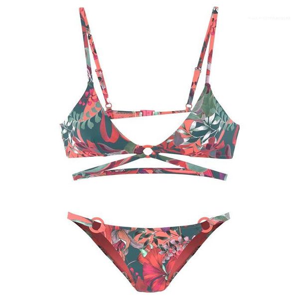 

бандаж пляжная одежда женская vintage цветочный принт sexy bikinis летнем конструктор 2pcs цикла кольцо partchwork плавать wears женщины, White;black