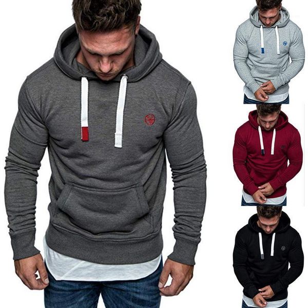 

mens hoodies fashion solid color males clothing embroidery print mens designer hoodies casual loose big pocket, Black