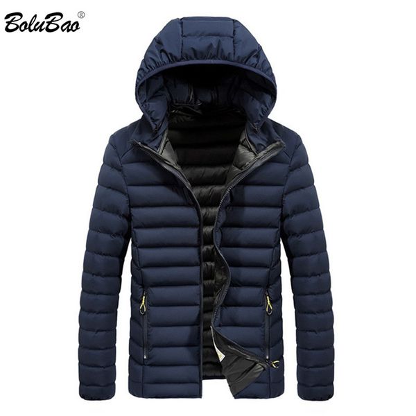

bolubao winter men warm parkas coat quality brand men's fashion solid color parka male outdoor casual wild hooded parka coats, Black