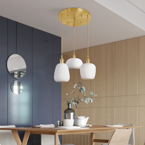 

Japan Style Copper Pendant Lights Lamp Ceramic Hanging Lamp Nordic Pending lighting Living Room Dining Room Bedroom Loft Decor