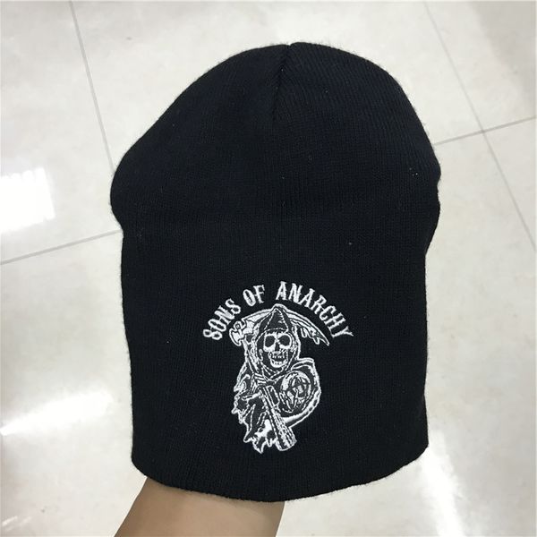 

sons of anarchy man winter hat beanies skullies knitted woman halloween skull beanies warm ghost hip hop cap embroidery christmas gift, Blue;gray