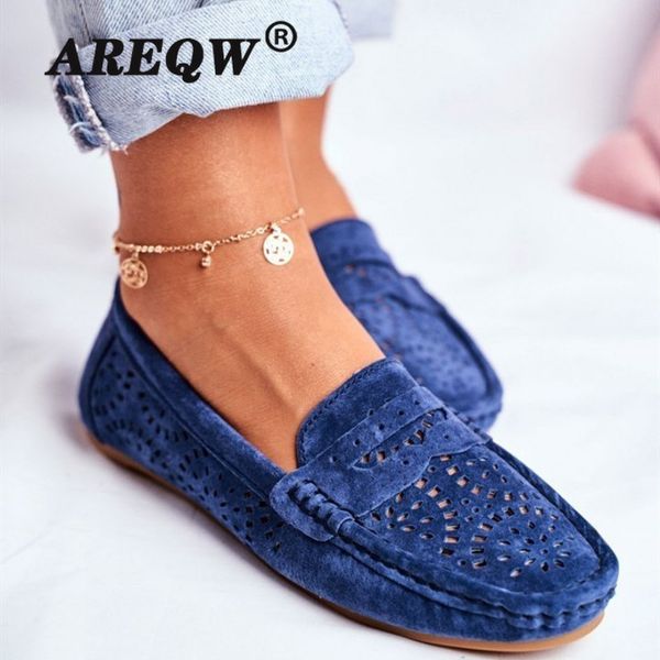 

summer women flat shoes soft casual loafers female ballet flats sweet cut out suede slip on moccasins breathable ladies footwear, Black