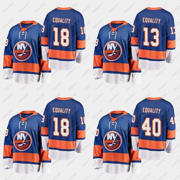 

we skate for equality blue jersey home new york islanders 13 mathew barzal 18 anthony beauvillier 40 semyon varlamov ice hockey jerseys, Black;red