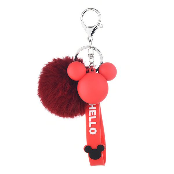 

cartoon cute fluffy fur ball keychain for women pompom fur key ring key chain on bag car jewelry, Silver