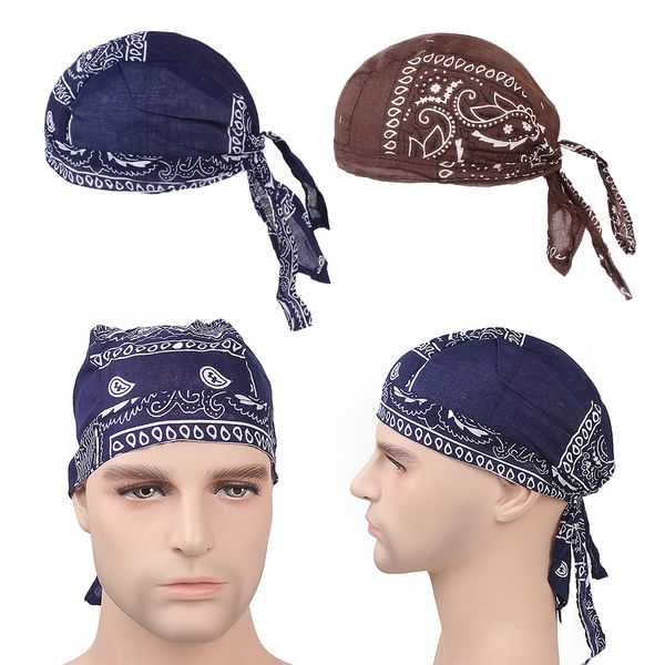 

потеря durag череп cap волос головной платок мусульманская бандана тюрбан синий + кофе, White