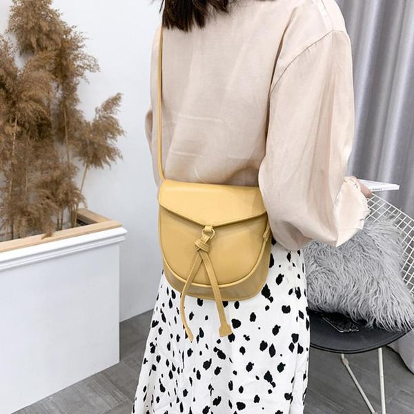 

simple solid color pu leather shoulder messenger bags women casual small crossbody saddle bags