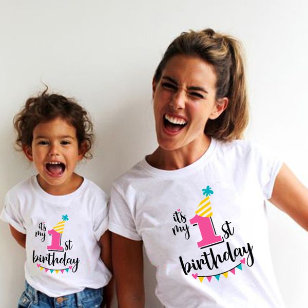 

1pc 1 2 3 4 5 6 7 8 9 birthday tshirt family look matching tshirts mom dad daughter son summer short sleeve birthday party cloth, Blue