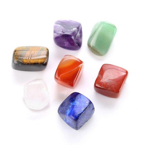 2020 Natural Crystal Chakra Stone 7 Pcs Definir Pedras Naturais Palm Reiki Cura Cristais Gemstones Casa Decoração