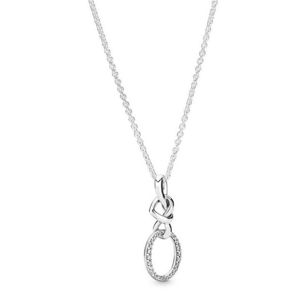 

2019 new 100% 925 sterling silver knotted heart pandoranecklace round o clear cz valentine's day original fashion jewelry gifts 1