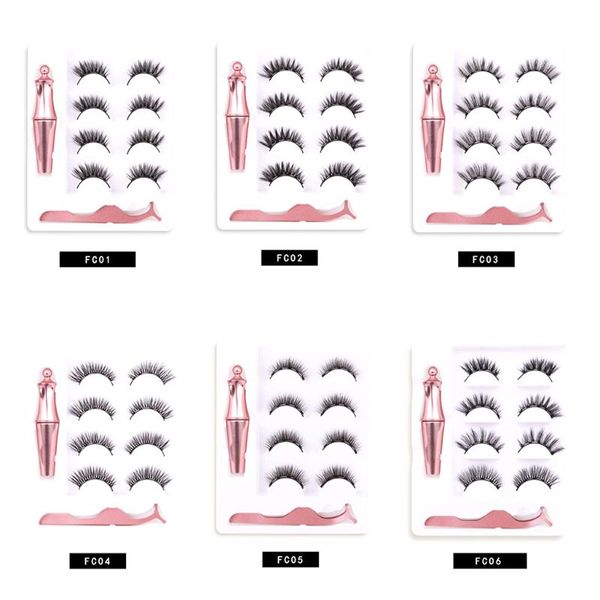 

false eyelashes 4 pairs magnetic with eyeliner and tweezer set lashes 449d