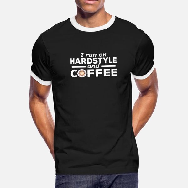 

i run on hardstyle and coffee lover rawstyle t shirt men designer 100% cotton size s-3xl standard cute breathable summer style leisure
